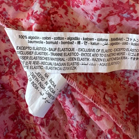 ZARA WOMENS FLORAL SUMMER V NECK BACKLESS DRESS IN PINK SIZE: LARGE 100% COTTON - Picture 11 of 13